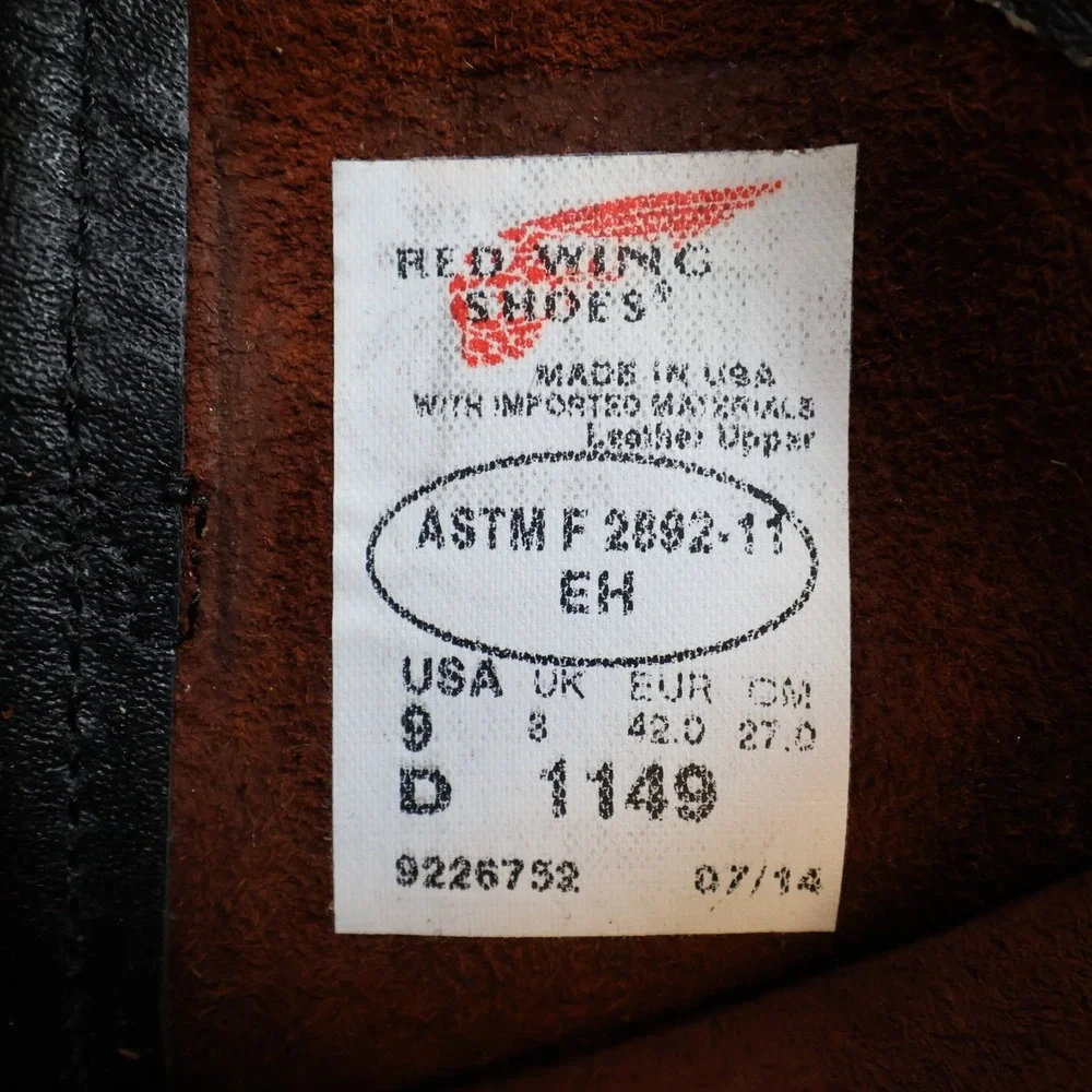 Red Wing Pecos DynaForce Work Boots Mens 9 D Brown Leather Pull On 1149 USA EH